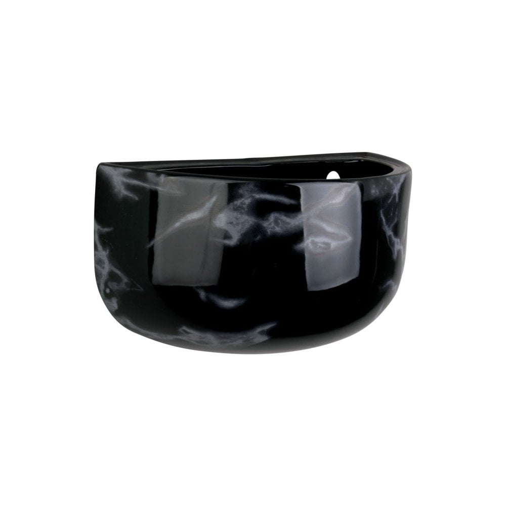 Wall plant pot Oval wide marble, Black