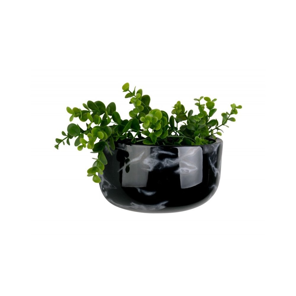 Wall plant pot Oval wide marble, Black