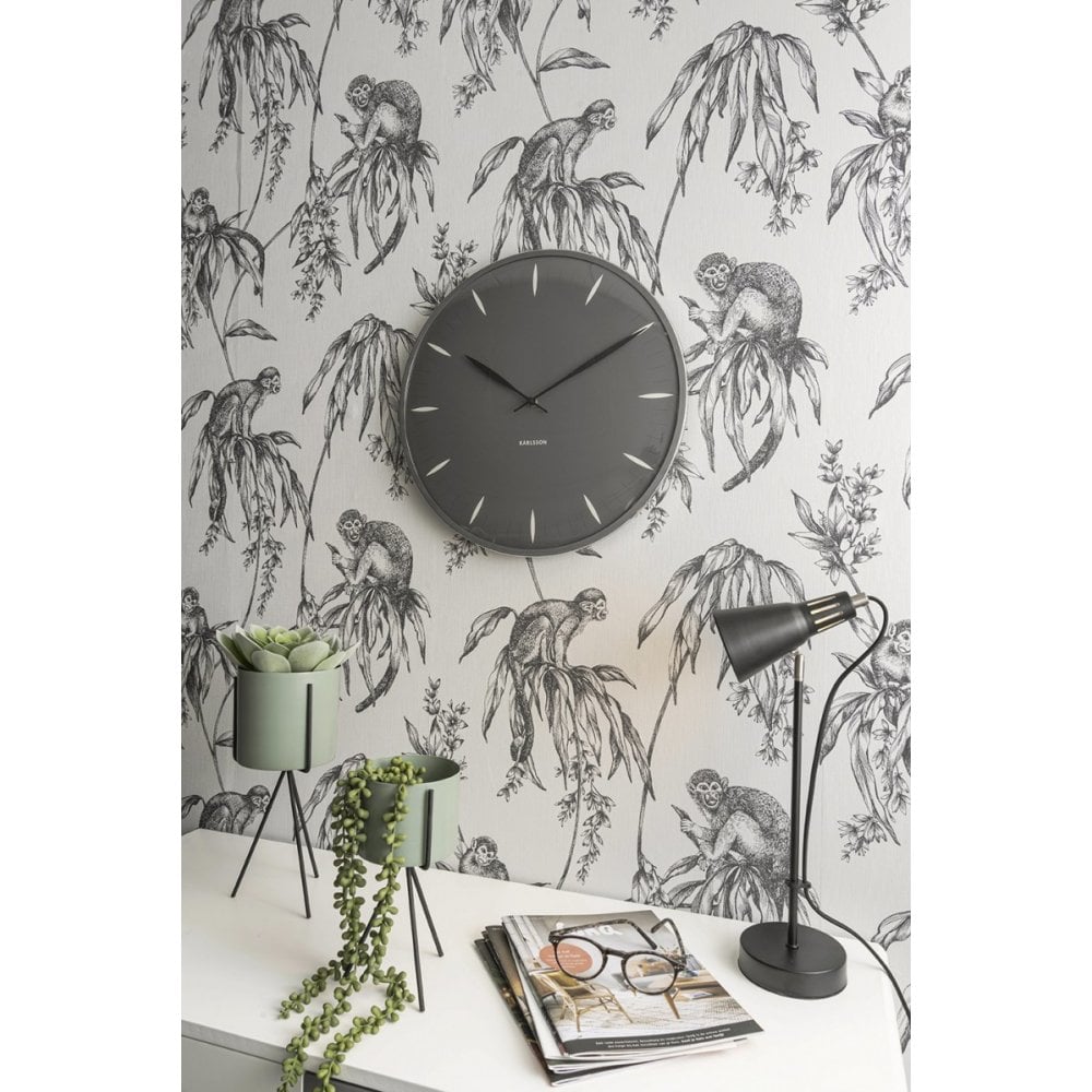 Wall Clock Leaf, Dark grey, Grey