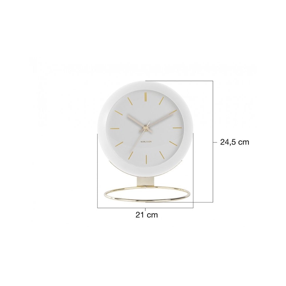 Table Clock Globe, White