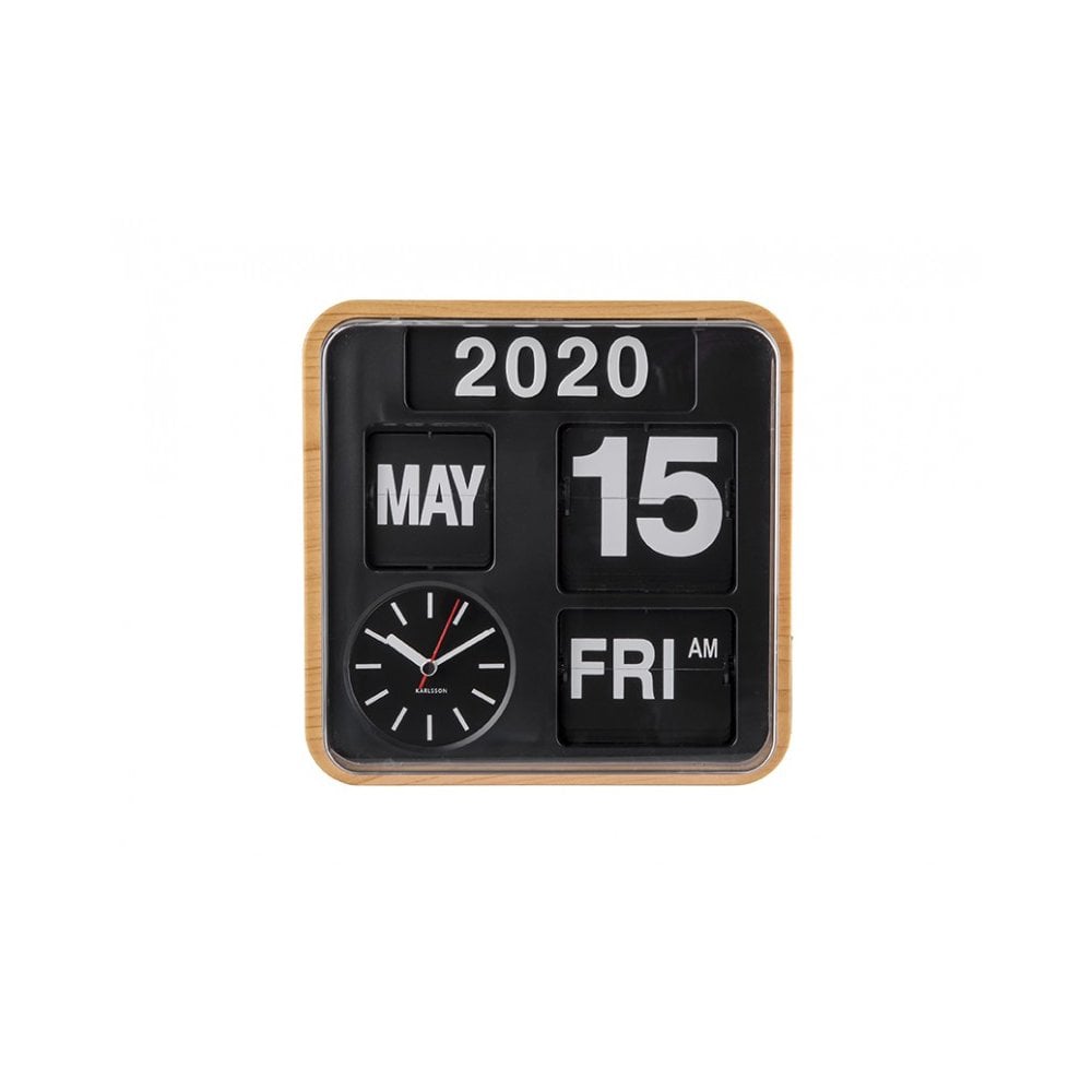 Wall Clock Mini Flip, Bamboo, Brown