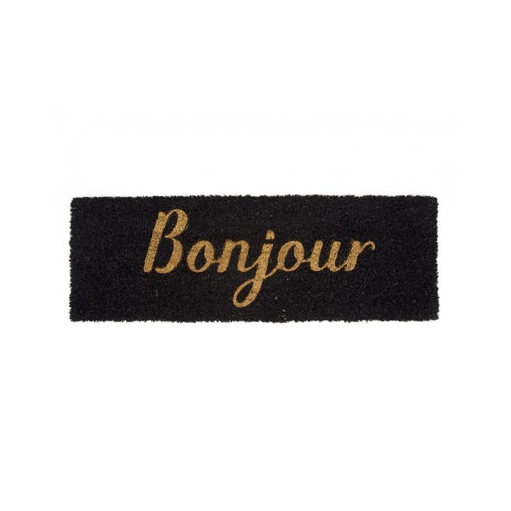 Door Mat Bonjour, Black