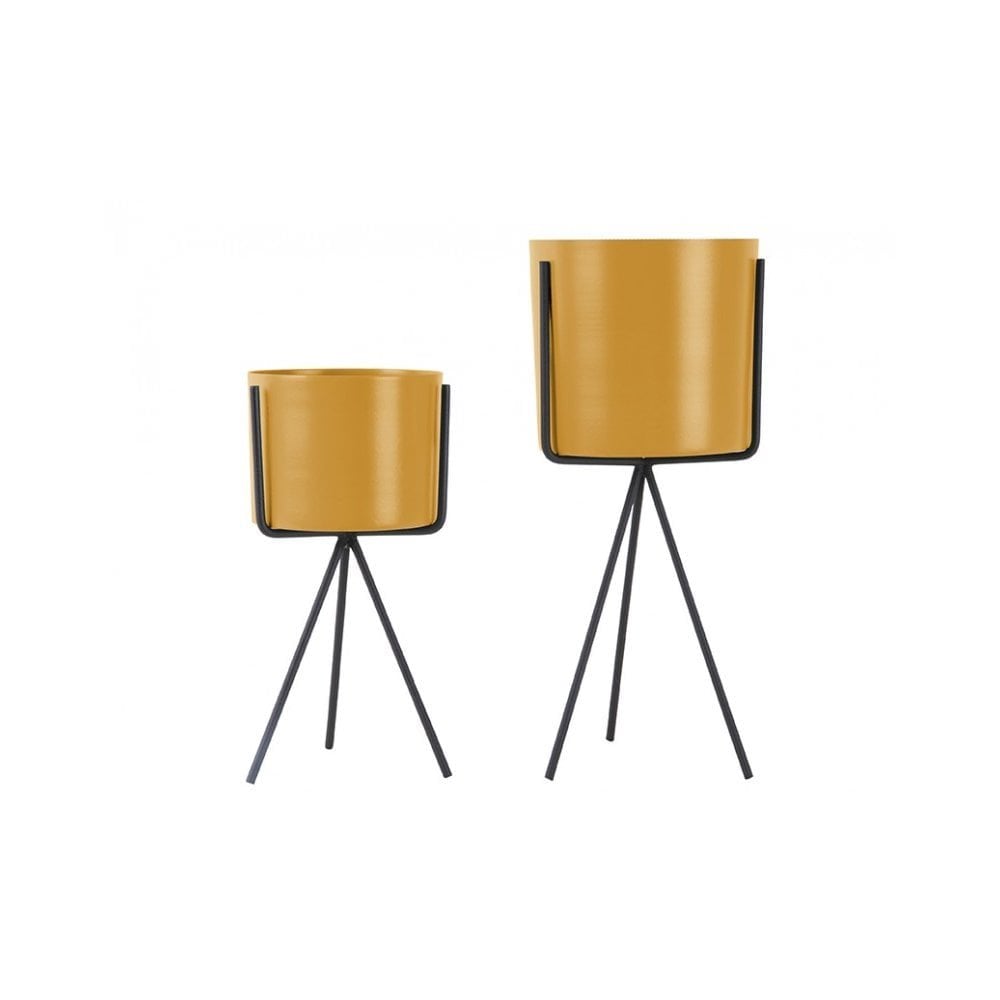 Plant Pot Set Pedestal, Ochre yellow, Yellow