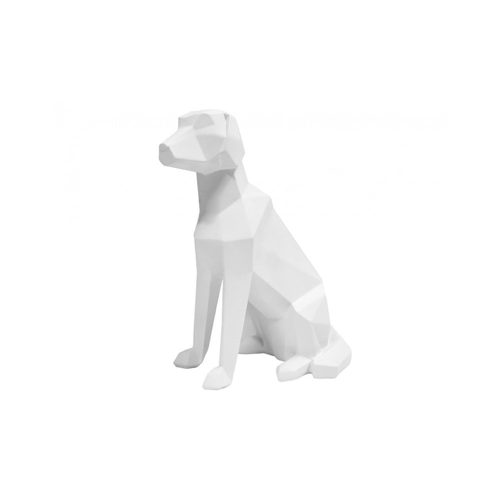 Statue Origami Dog Sitting, White