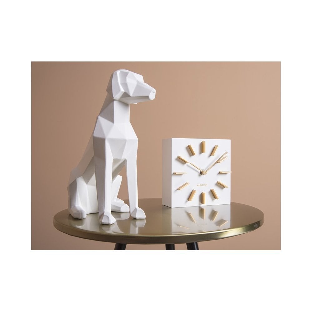 Statue Origami Dog Sitting, White