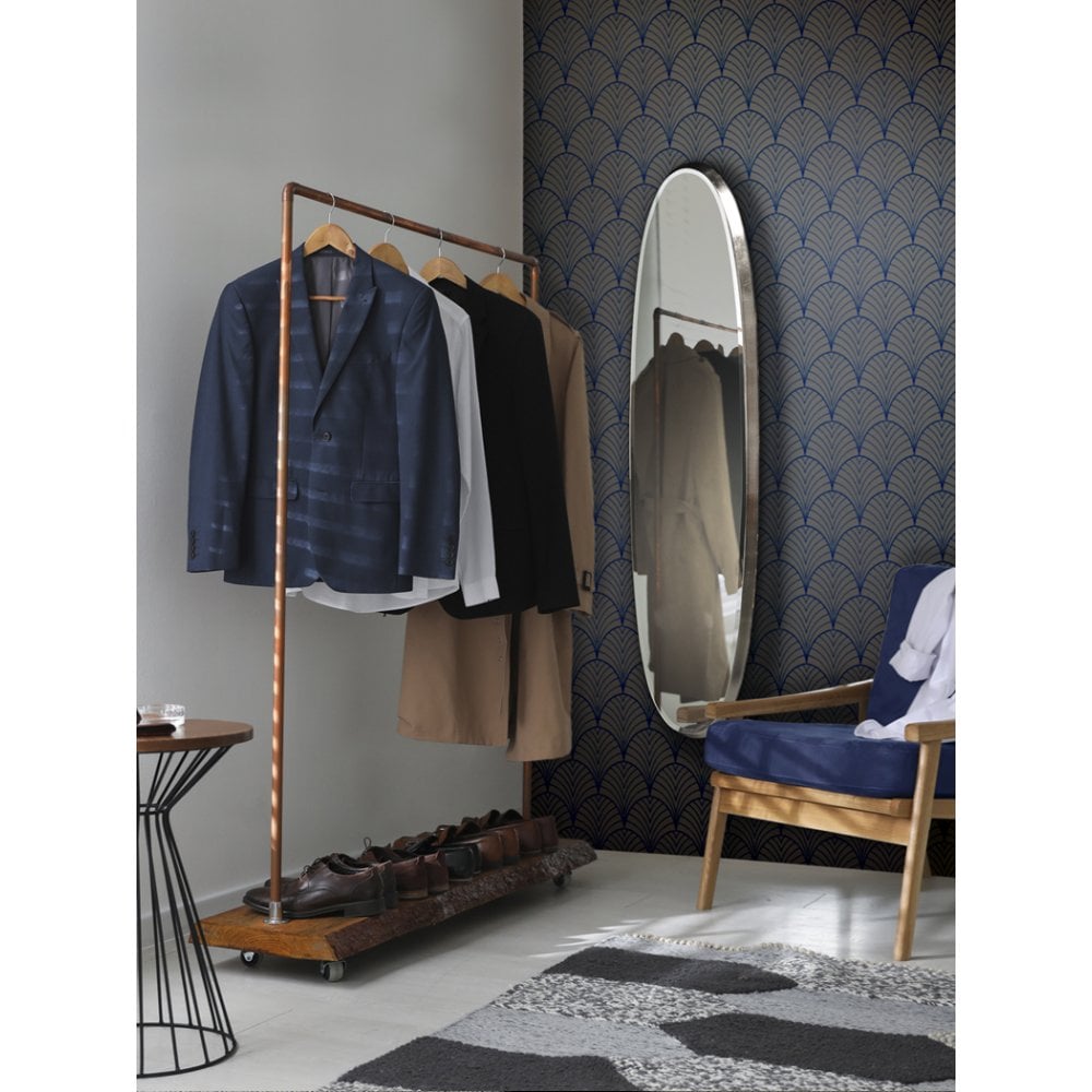 Elegant Aries Silver Oval Mirror, 136x36cm