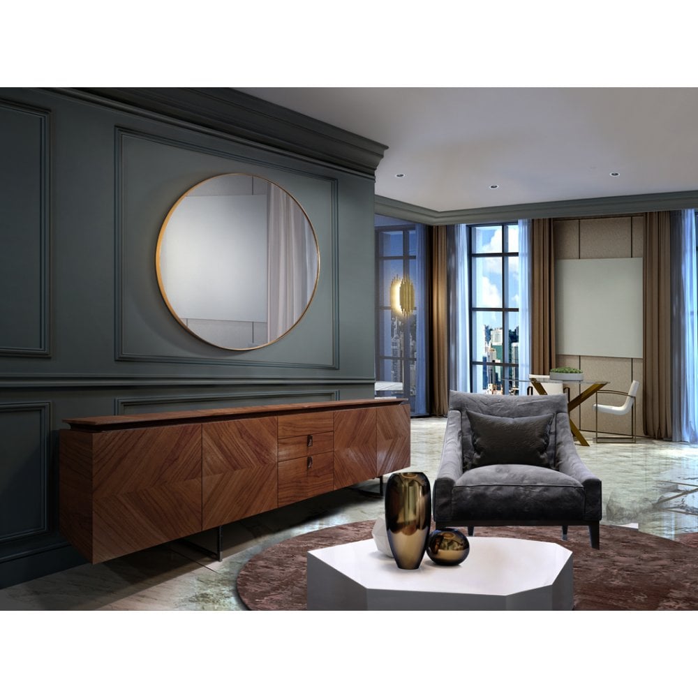 Orio Gold Leaf Round Mirror - 120cm Diameter