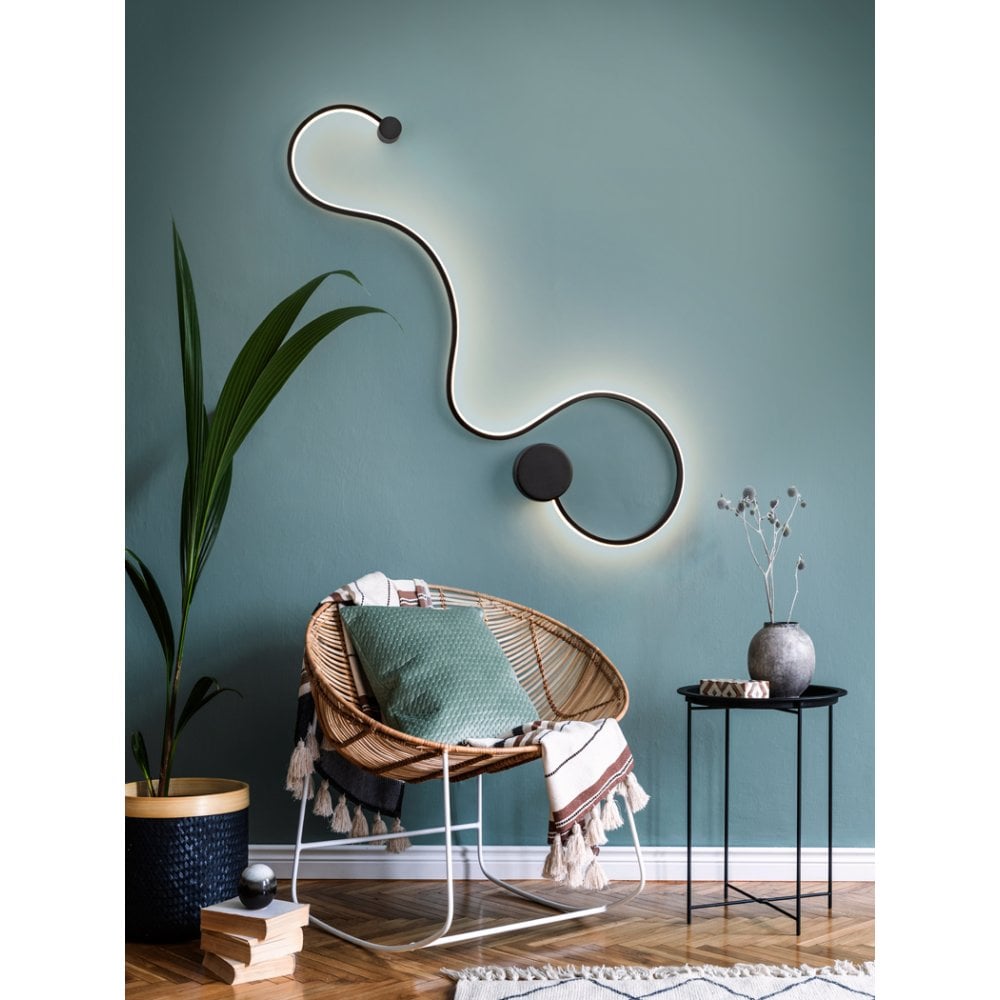 Sleek Grafos Wall Light in Matte Black and Opal Finish