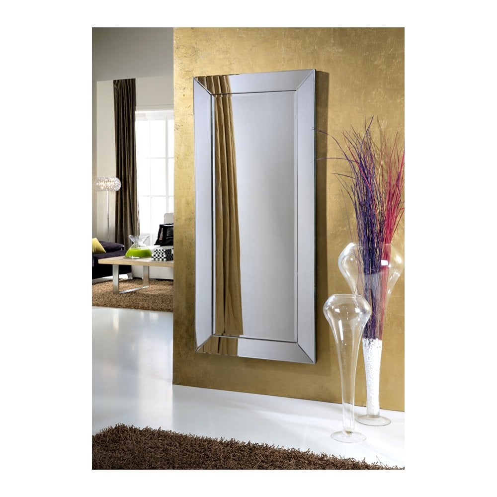 Roma Elegance: Grand Silver-Black Beveled Mirror