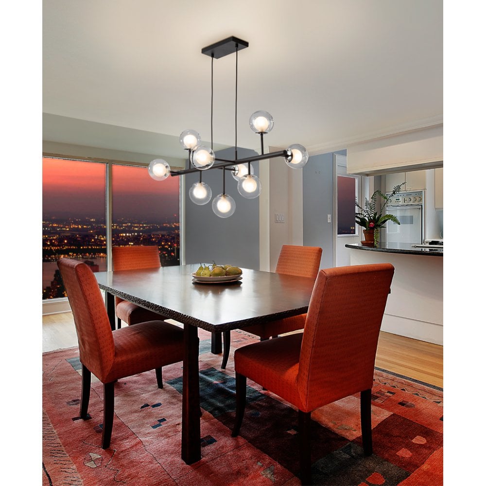 Altais 9-Light Chandelier, Black and Chrome Finish