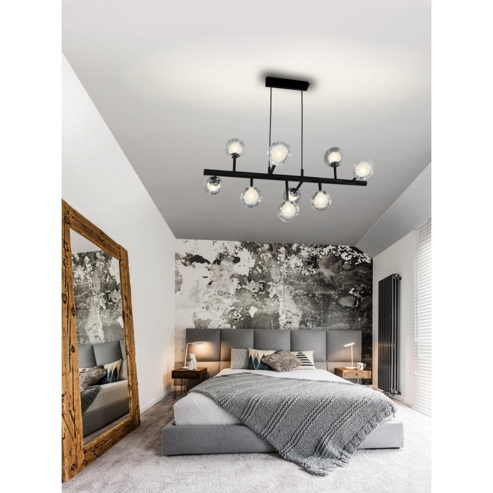 Altais Crystal Elegance 9-Light Dimmable Chandelier in Black/Chrome