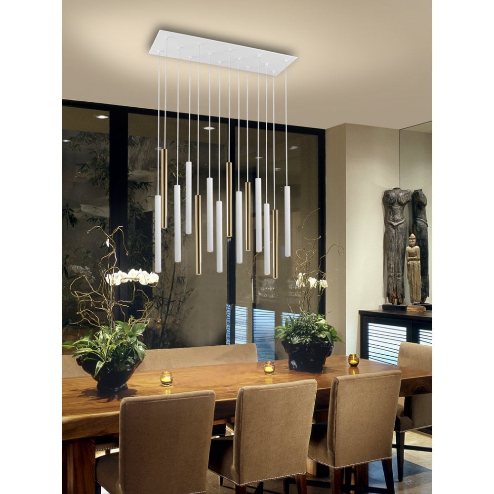 Varas Elegance: 14-Light Gold & White Modern Chandelier