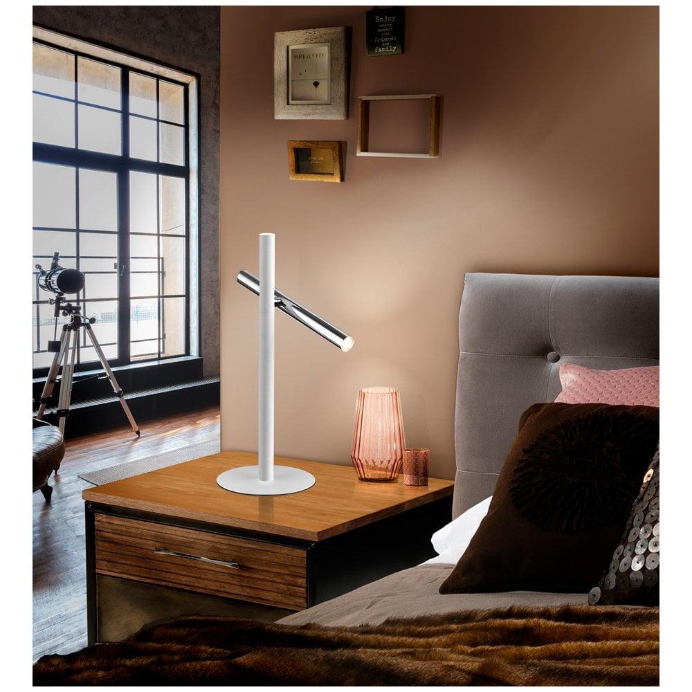 Sleek Chrome Varas LED Table Lamp with Dual Light Design