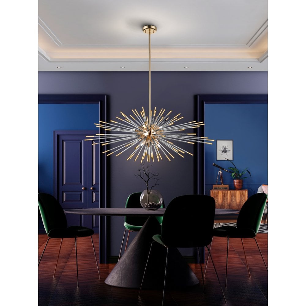 Radiant Evasion Dimmable Chandelier in Gold and Amber