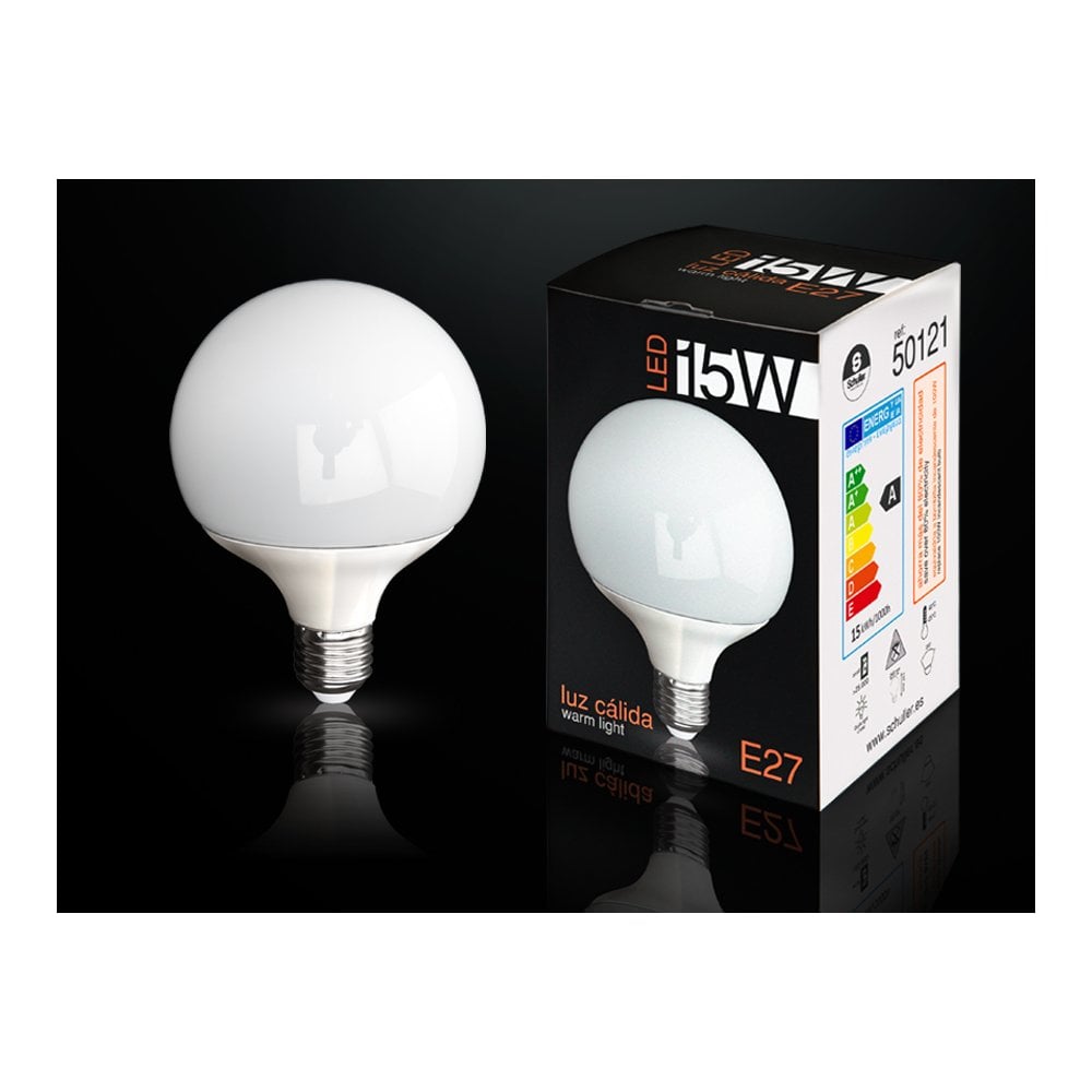 15W Warm Opal LED Globe Bulb E27 - 3000K, 1200 Lumens
