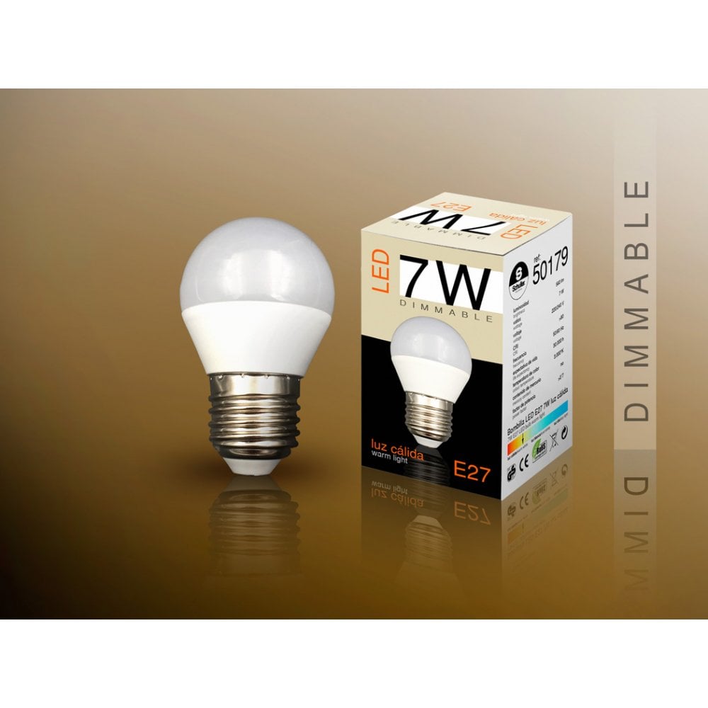 7W E27 Dimmable LED Mini Globe Bulb - Warm 3000K Light, 560 Lumens