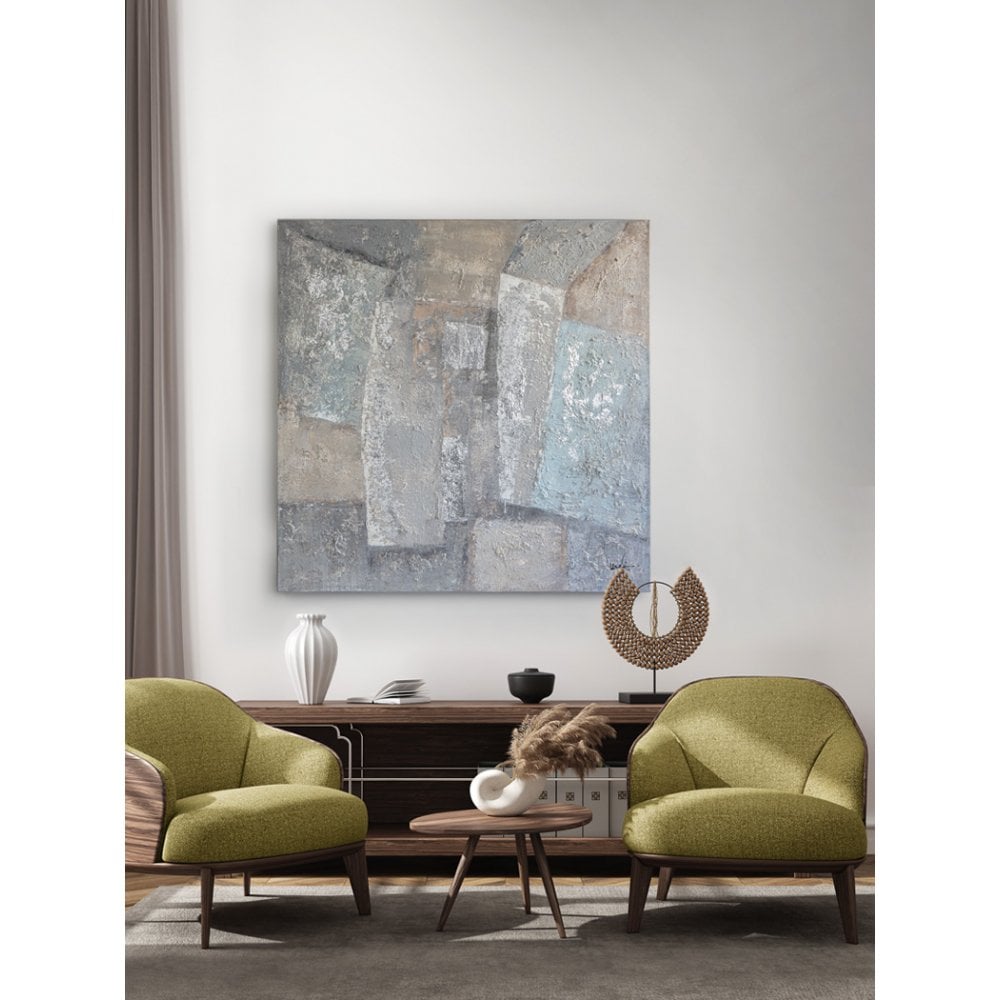 Silver Leaf Symphony: Acrylic Canvas, 130x130cm