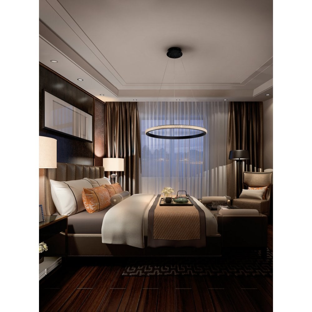 Black Ring LED Pendant Lamp - Modern Elegance