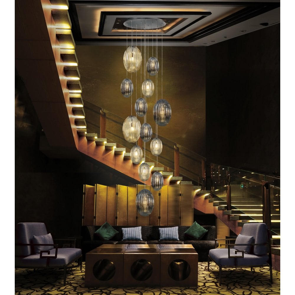 Ovila 13L Elegance Pendant Lamp in Smoke and Cognac