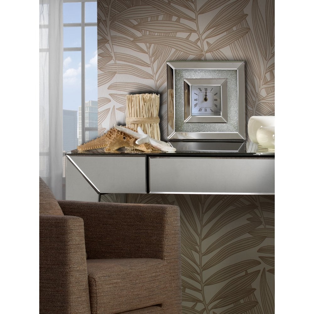 Glamour Silver Abril Beveled Mirror Table Clock, 26x26