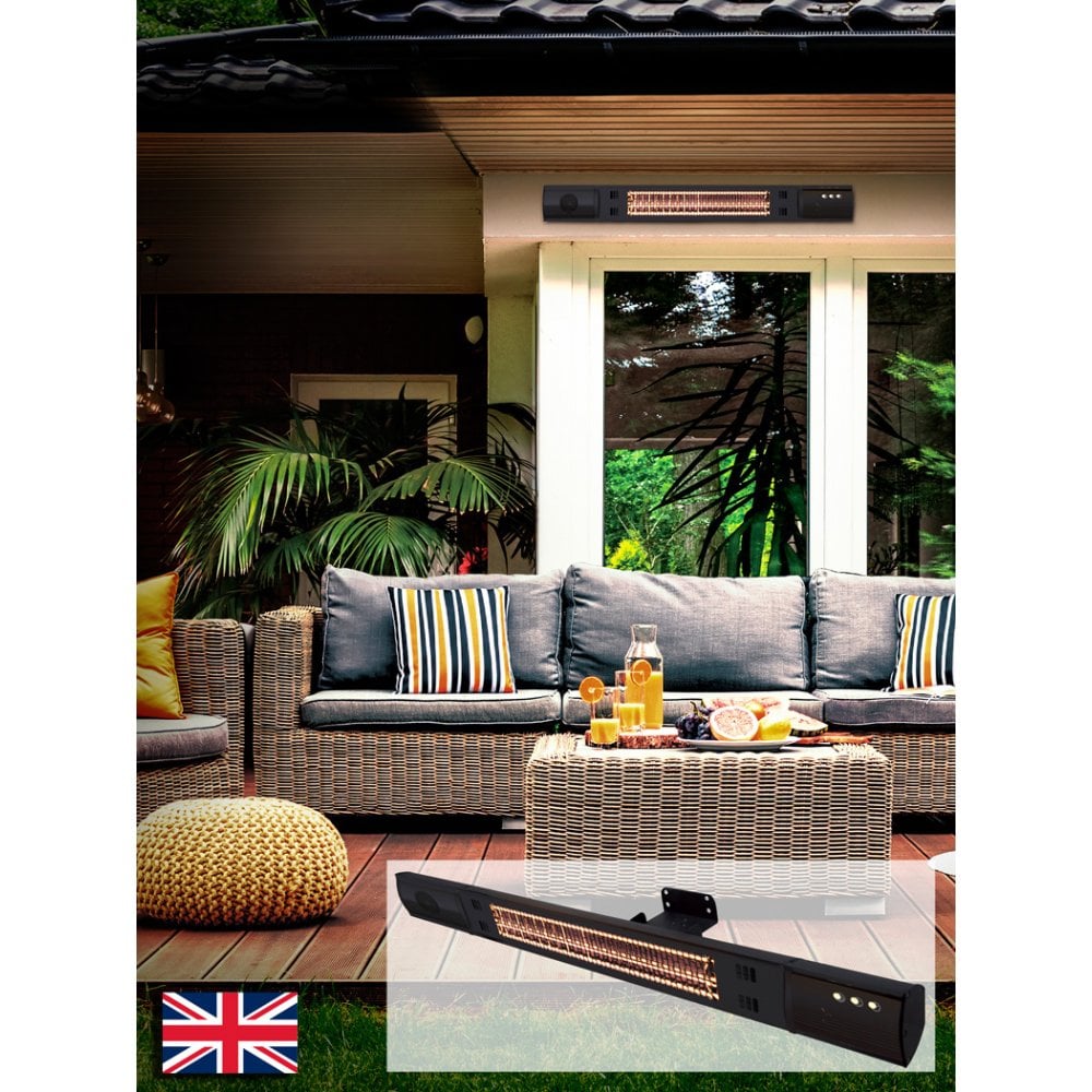 Bluetooth-Enabled 1500W Wall-Mounted Halogen Heater with Remote Control and Timer