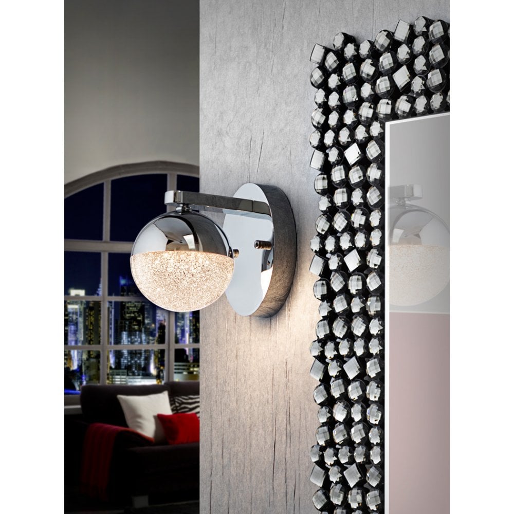 Modern Sphere LED Wall Light with Chrome Finish