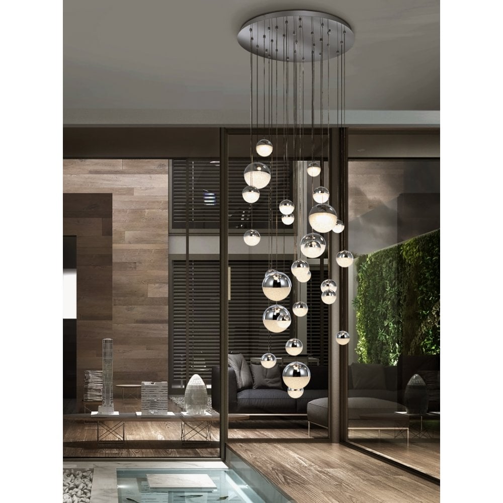 Sphere Grande Chrome Chandelier with Dynamic 27 LED Array