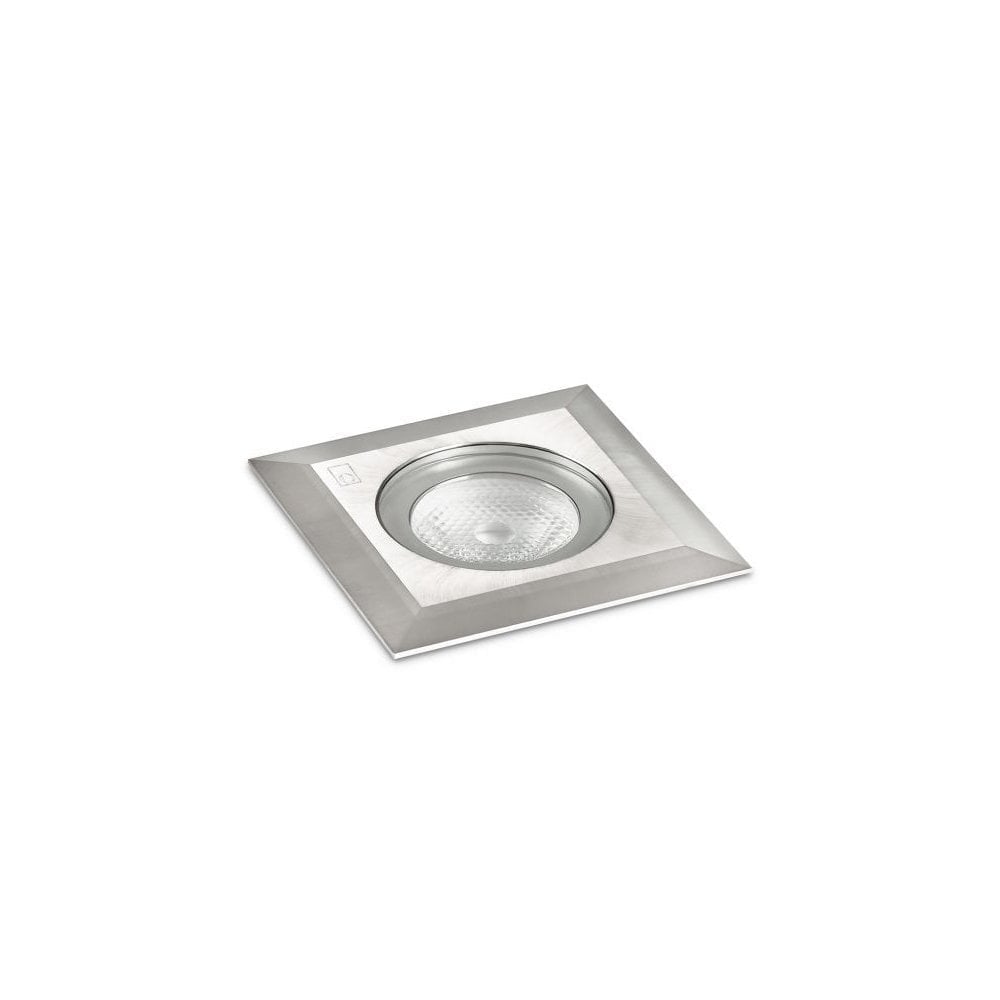 Square Brushed Metal LED Ground Light, 1W Blue, Cool White (4K)