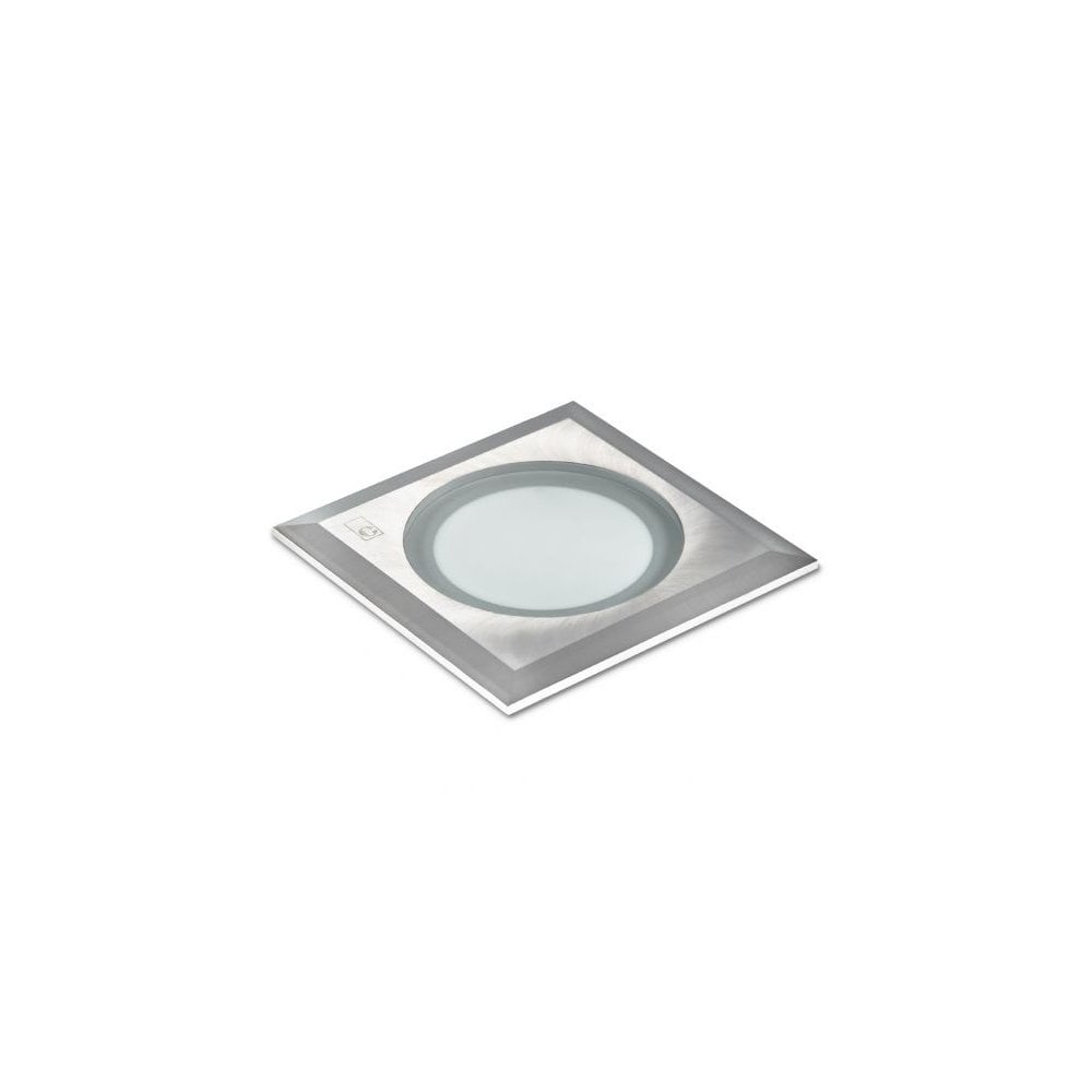Square 3W LED Ground Light, Cool White, Brushed Metal Finish