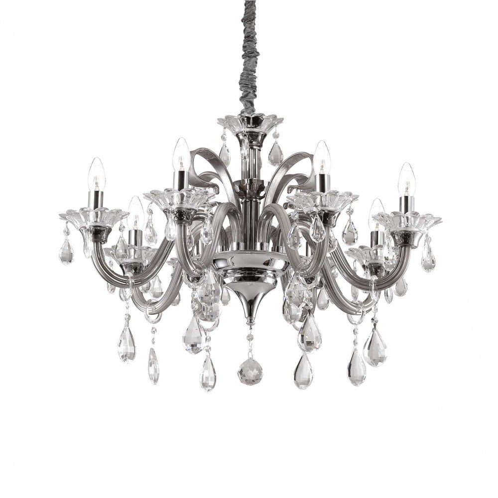 Giant 8-Light Pendant Chandelier in Clear Finish