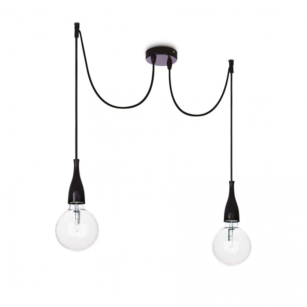 Sleek Twin Bulb Pendant Light in Matte Black Finish