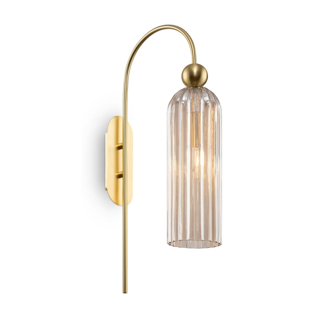 Elegant Cognac Glass & Metal Wall Sconce