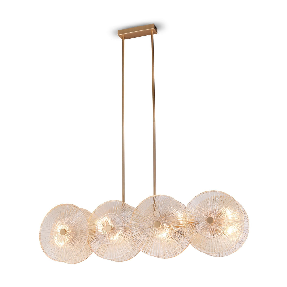 Sleek Aster Gold Glass Pendant Chandelier