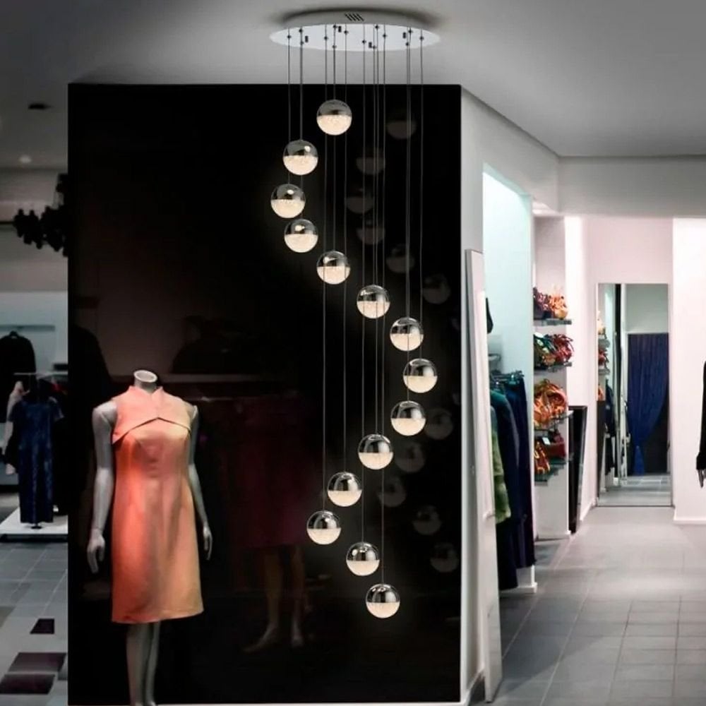 LED Sphere Suspension Lamp with Dimmable 14-Light Cluster