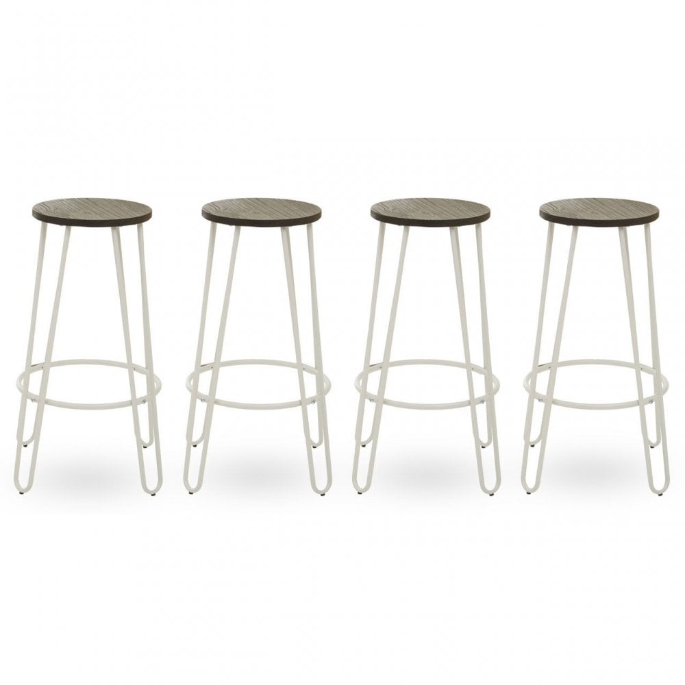 District White Finish Metal Frame Bar Stool