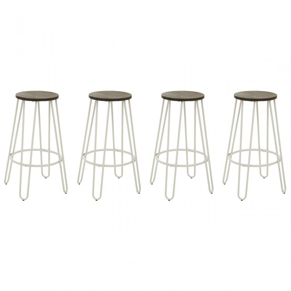 District White Finish Metal Frame Bar Stool