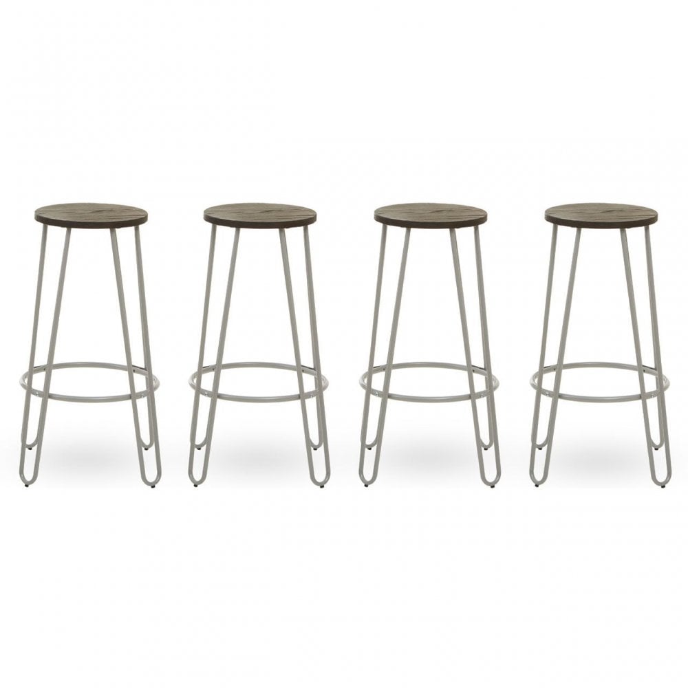 District Grey Finish Metal Frame Bar Stool