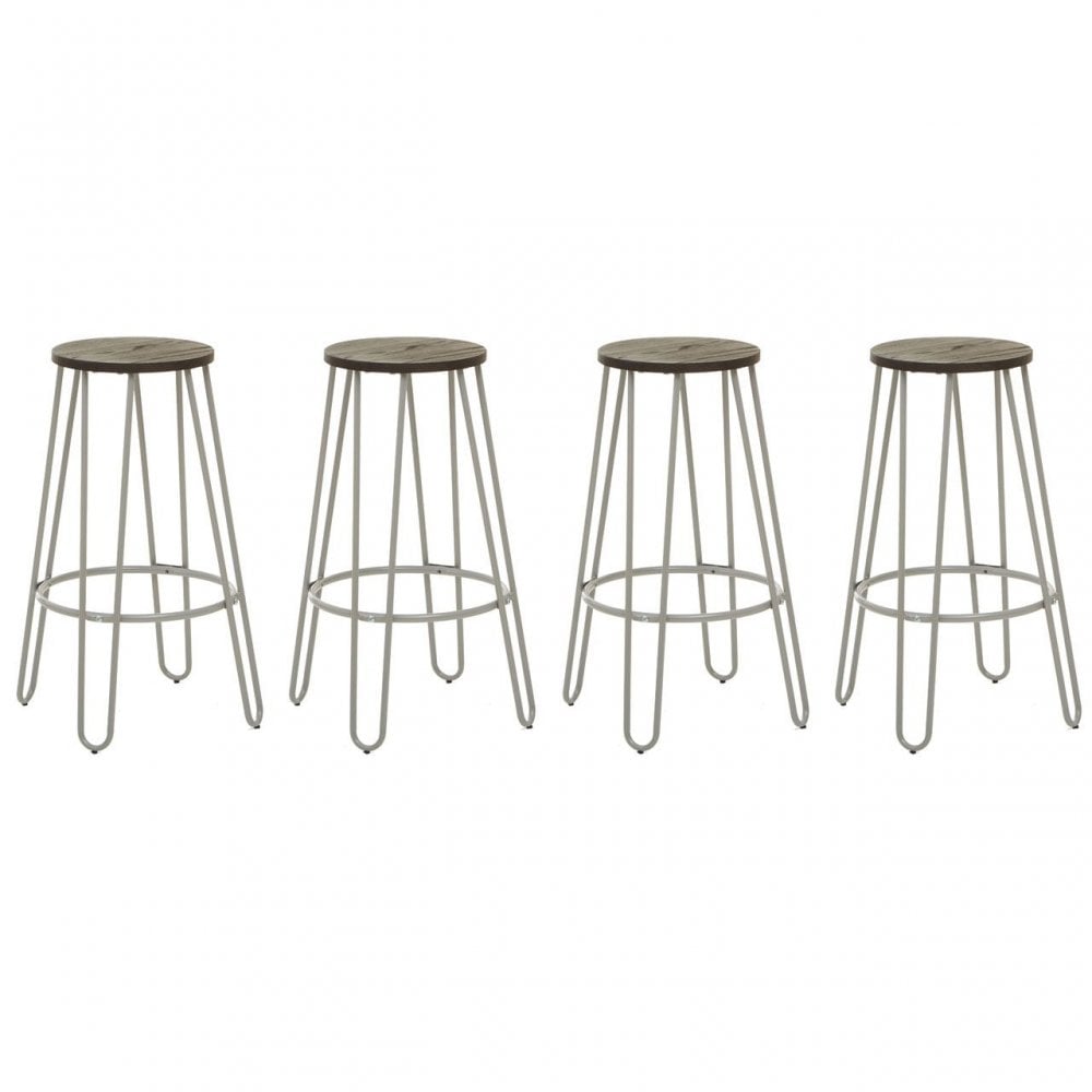 District Grey Finish Metal Frame Bar Stool