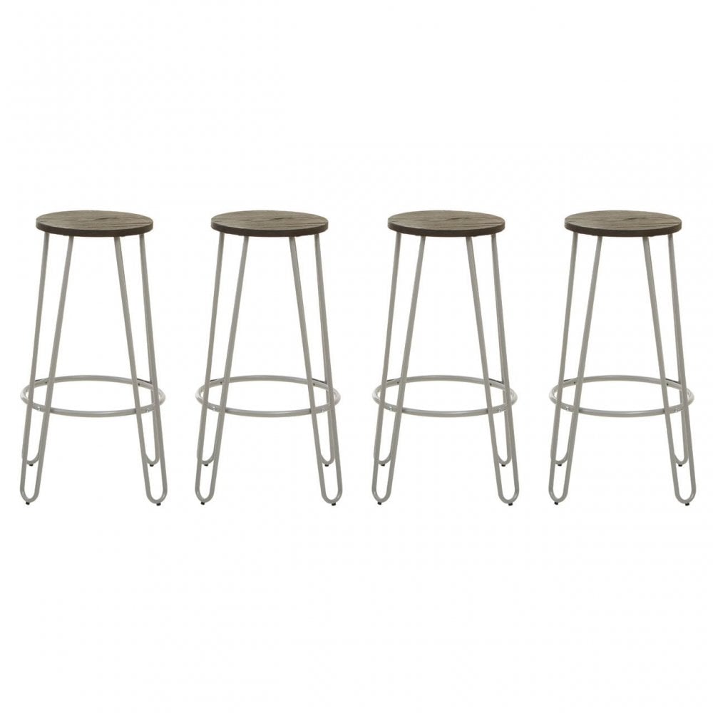 District Grey Finish Metal Frame Bar Stool