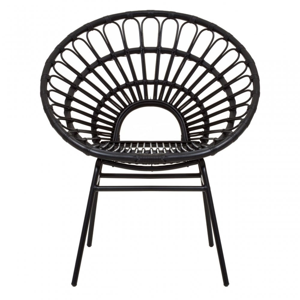 Java Black Rattan Flared Back Chair