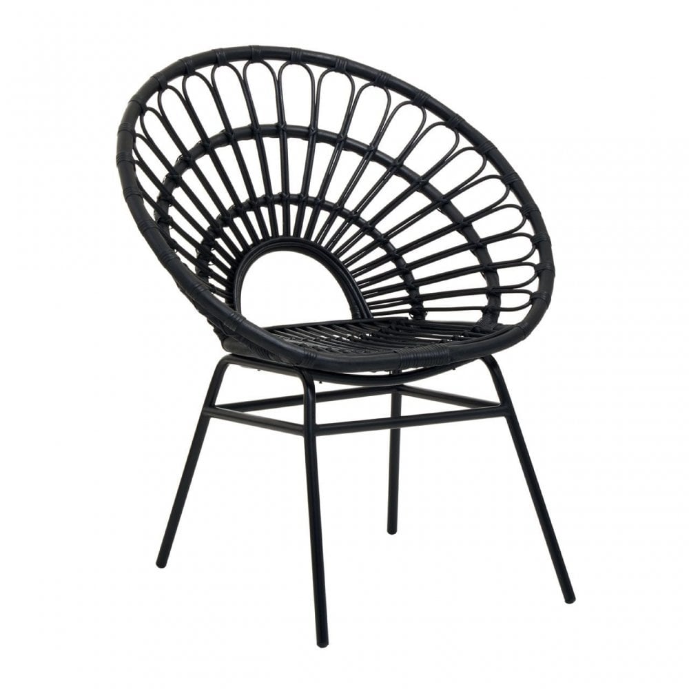Java Black Rattan Flared Back Chair