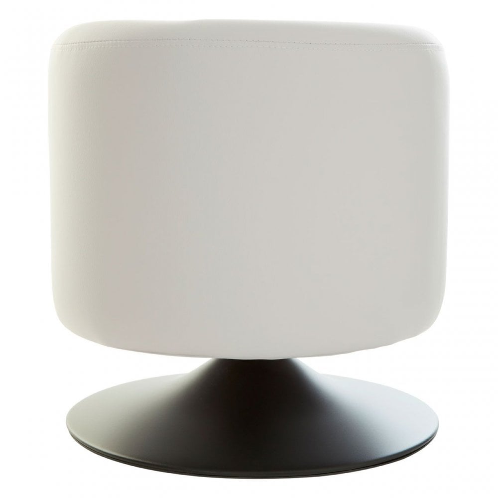 White Leather Effect Cylinder Stool