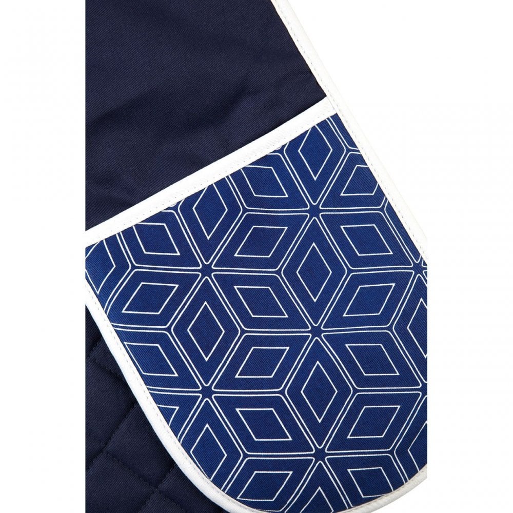 Modern Retro White / Blue Single Oven Glove