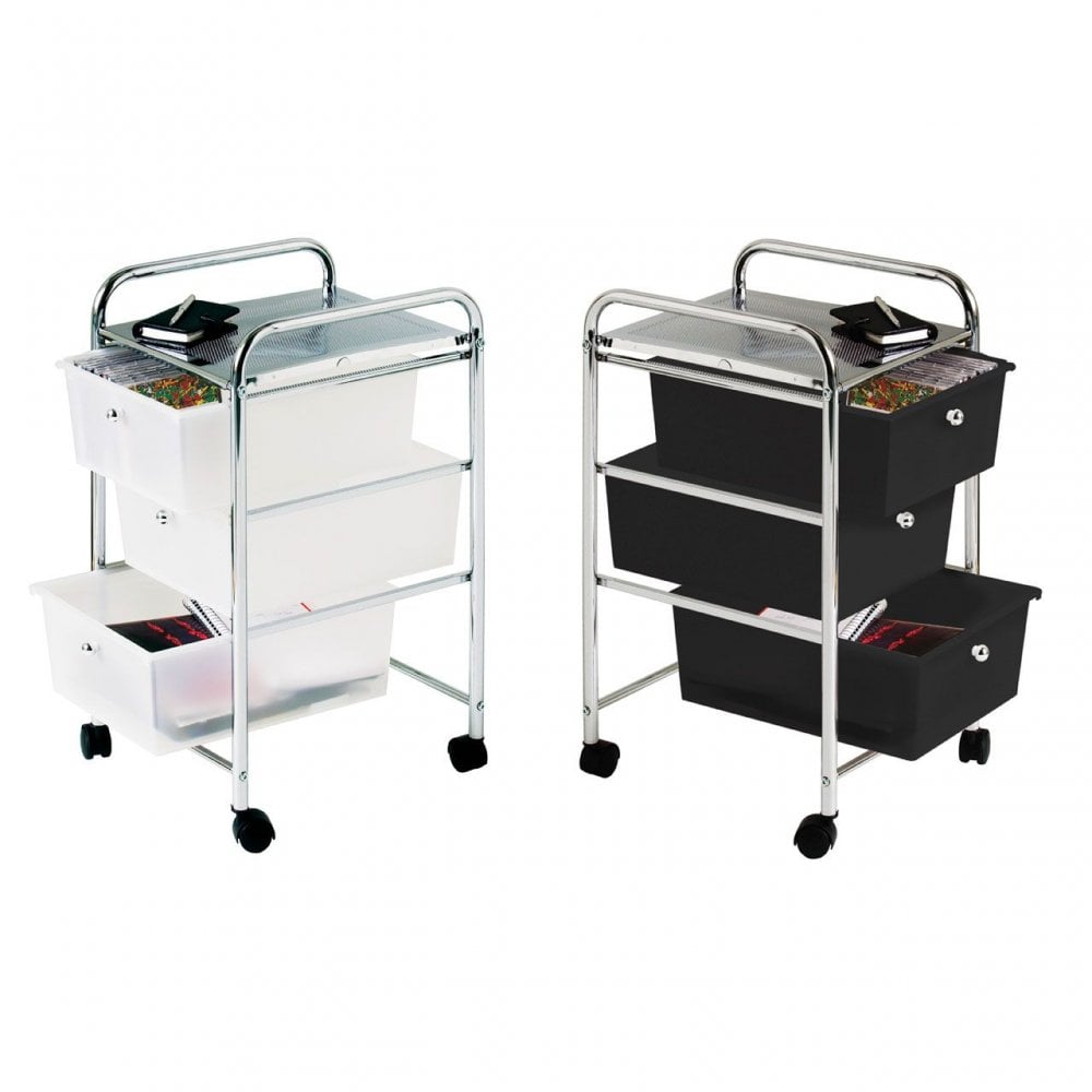 3 White Plastic Drawers Trolley