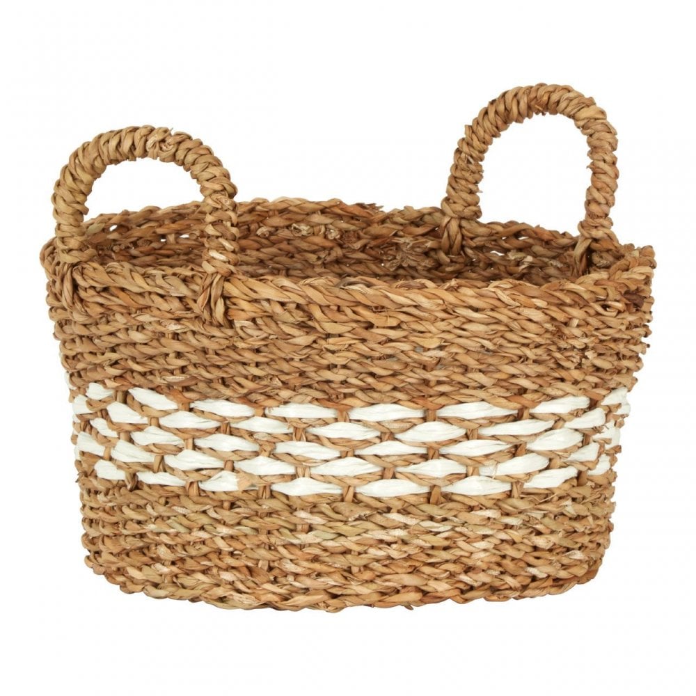 Round Seagrass Basket With White Bottom