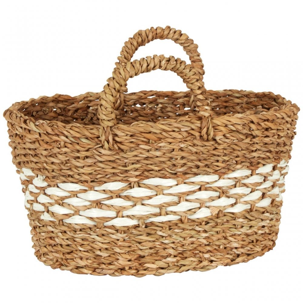 Round Seagrass Basket With White Bottom