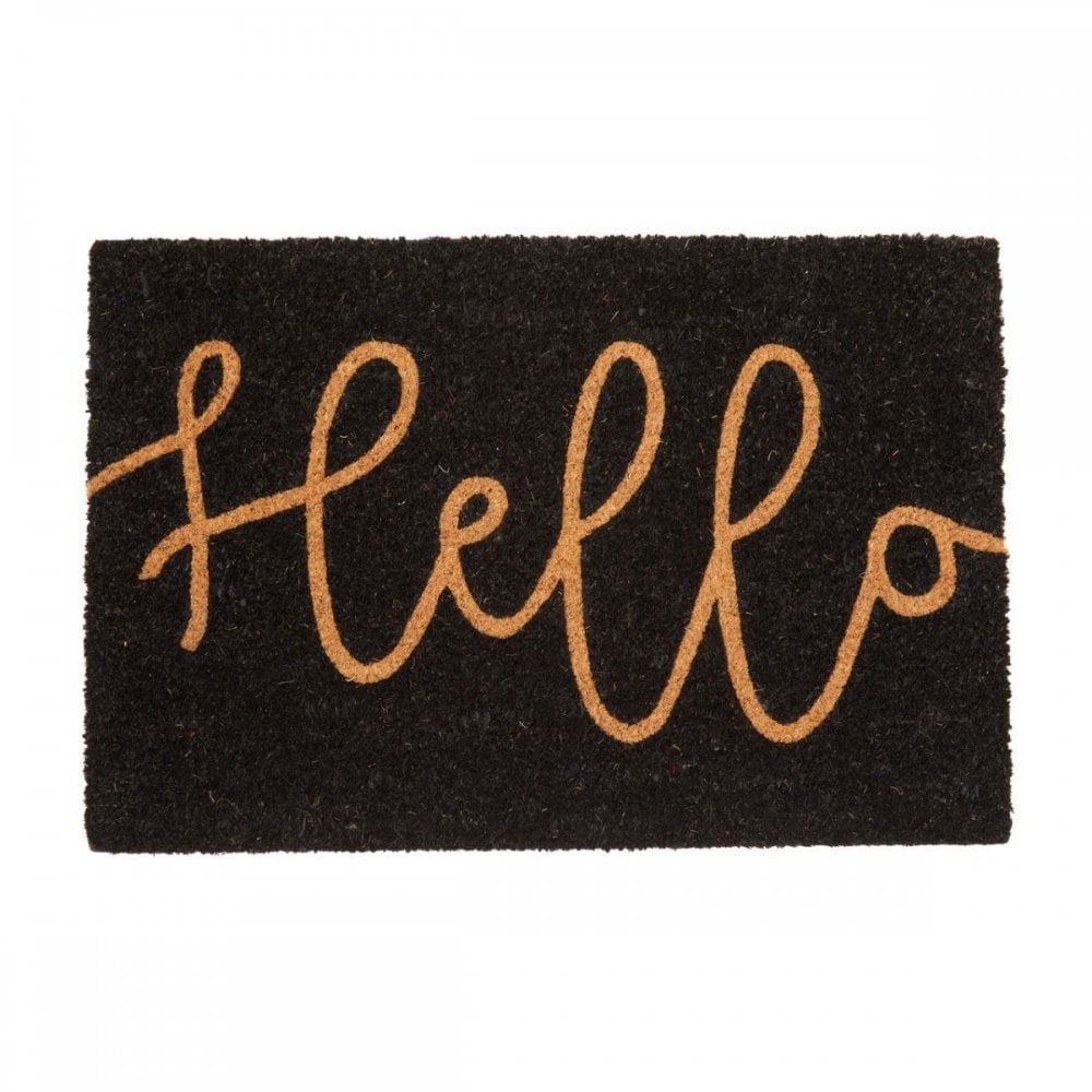 Hello Black Doormat