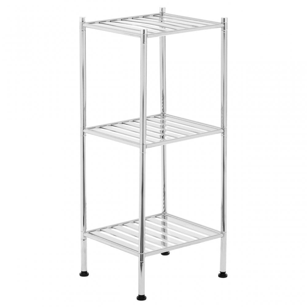 3 Tier Chrome Shelf Unit With Rubber Feet