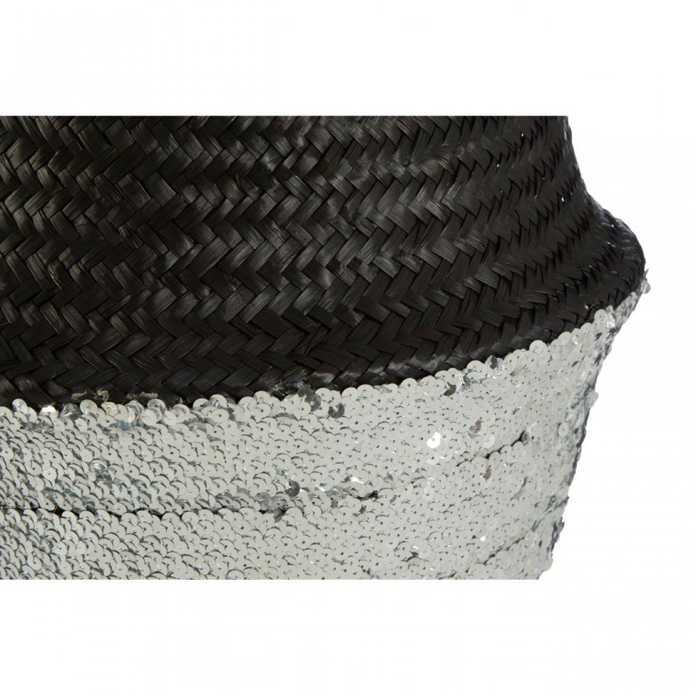 Black / Silver Small Seagrass Basket