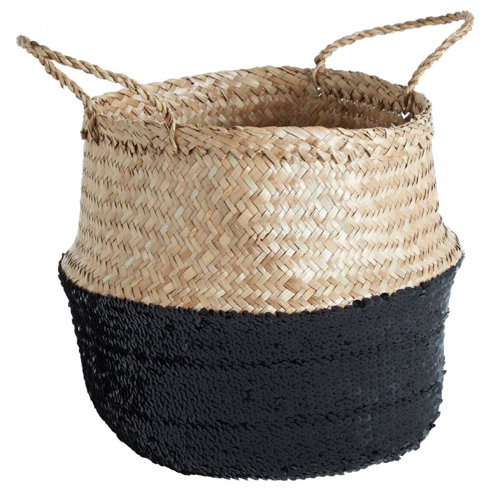 Black / Natural Small Seagrass Basket